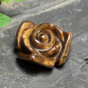 Tiger's Eye طبيعي بلون بنى دافئ، وزن ‎12.09‎ قيراط، شكل قطع زهرة، مقاس ‎16.3x16.2‎ مم