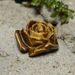 Tiger's Eye طبيعي بلون بني ذهبي، وزن ‎11.39‎ قيراط، شكل قطع زهرة، مقاس ‎15.6x14.9‎ مم