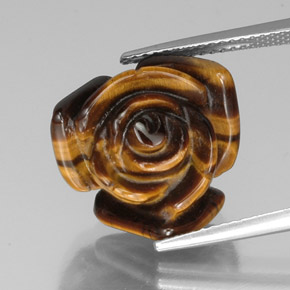 Tiger's Eye طبيعي بلون بني ذهبي، وزن ‎11.66‎ قيراط، شكل شكل خيالي، مقاس ‎15.4x15.4‎ مم
