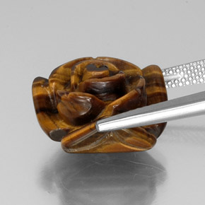 Tiger's Eye طبيعي بلون بني ذهبي، وزن ‎11.66‎ قيراط، شكل شكل خيالي، مقاس ‎15.4x15.4‎ مم