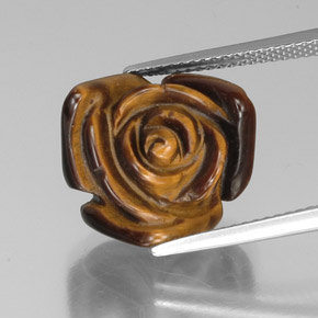 Tiger's Eye طبيعي بلون بني ذهبي، وزن ‎9.94‎ قيراط، شكل شكل خيالي، مقاس ‎15.2x14.7‎ مم