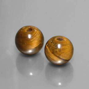 Tiger's Eye طبيعي بلون بني ذهبي، وزن ‎‎ قيراط، شكل كرة / كروي، مقاس ‎8.24‎ مم