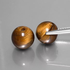 Tiger's Eye طبيعي بلون بني ذهبي، وزن ‎‎ قيراط، شكل كرة / كروي، مقاس ‎8.24‎ مم