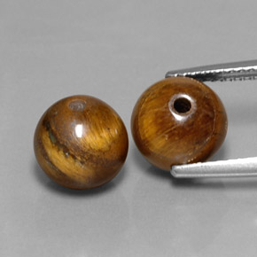 Tiger's Eye طبيعي بلون بني ذهبي، وزن ‎‎ قيراط، شكل كرة / كروي، مقاس ‎8.10‎ مم