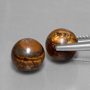 Tiger's Eye طبيعي بلون بني ذهبي، وزن ‎‎ قيراط، شكل كرة / كروي، مقاس ‎8.32‎ مم