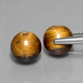 Tiger's Eye طبيعي بلون بني ذهبي، وزن ‎‎ قيراط، شكل كرة / كروي، مقاس ‎8.33‎ مم