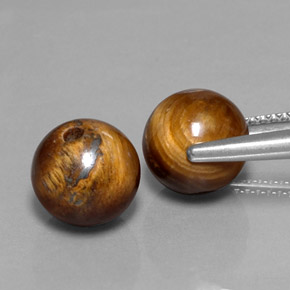 أحجار عين النمر ذهب البنى طبيعية، جسم كروى / الكرة، غير شفاف، وزنها  قيراط