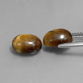 Tiger's Eye طبيعي بلون بني ذهبي، وزن ‎‎ قيراط، شكل بيضاوى، مقاس ‎9x6.9‎ مم