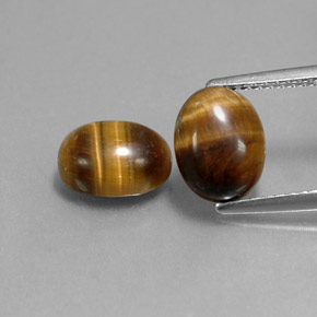 Tiger's Eye طبيعي بلون بني ذهبي، وزن ‎‎ قيراط، شكل بيضاوى، مقاس ‎9x7‎ مم