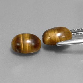 Tiger's Eye طبيعي بلون بني ذهبي، وزن ‎‎ قيراط، شكل بيضاوى، مقاس ‎9x7‎ مم