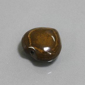 Tiger's Eye طبيعي بلون بني ذهبي، وزن ‎9.02‎ قيراط، شكل شكل القلب، مقاس ‎13.6x13.2‎ مم