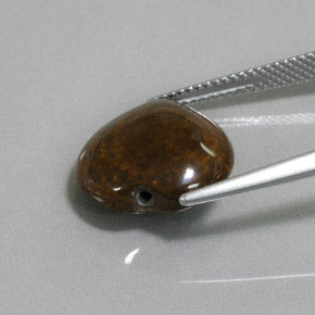 عين النمر ذهب البنى طبيعي، شكل القلب، 8.40 قيراط، غير شفاف