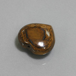 Tiger's Eye طبيعي بلون بني ذهبي، وزن ‎8.46‎ قيراط، شكل شكل القلب، مقاس ‎14.2x13.4‎ مم