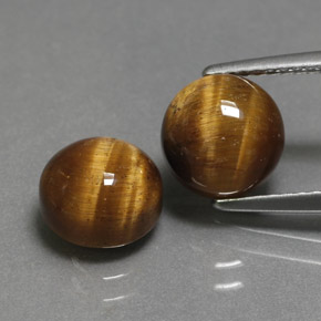 Tiger's Eye طبيعي بلون بني ذهبي، وزن ‎‎ قيراط، شكل دائري، مقاس ‎7.98‎ مم