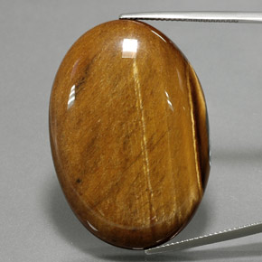 Tiger's Eye طبيعي بلون بني ذهبي، وزن ‎68.47‎ قيراط، شكل بيضاوى، مقاس ‎39.2x27.1‎ مم