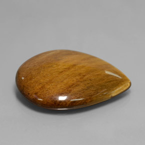 Tiger's Eye طبيعي بلون بني ذهبي، وزن ‎30.37‎ قيراط، شكل شكل الكمثرى، مقاس ‎28.1x23.9‎ مم