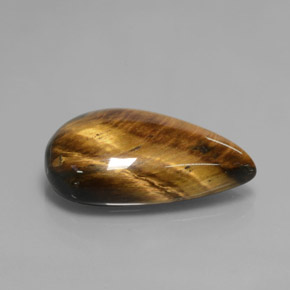 Tiger's Eye طبيعي بلون بني ذهبي، وزن ‎12.18‎ قيراط، شكل شكل الكمثرى، مقاس ‎20.8x13.2‎ مم
