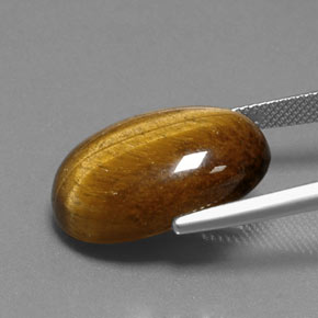 Tiger's Eye طبيعي بلون بني ذهبي، وزن ‎18.74‎ قيراط، شكل بيضاوى، مقاس ‎21.6x14.4‎ مم