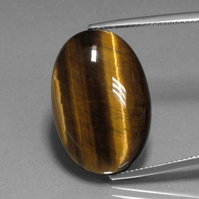 Tiger's Eye طبيعي بلون بني ذهبي، وزن ‎20.40‎ قيراط، شكل بيضاوى، مقاس ‎24.7x16.7‎ مم