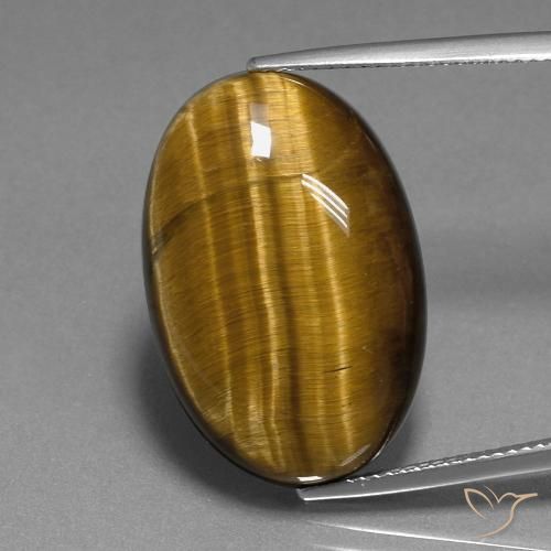 20.74ct طبيعي بني مصفر عين النمر, بيضوي, غير شفاف