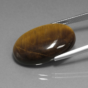 Tiger's Eye طبيعي بلون بنى دافئ، وزن ‎20.98‎ قيراط، شكل بيضاوى، مقاس ‎24.8x16.6‎ مم