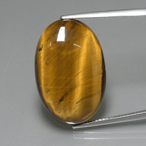Tiger's Eye طبيعي بلون بني ذهبي، وزن ‎19.99‎ قيراط، شكل بيضاوى، مقاس ‎24.6x16.5‎ مم