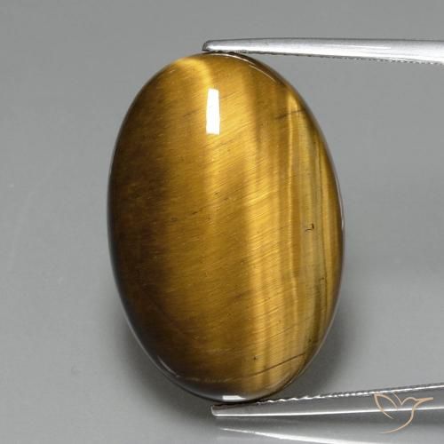 20.41ct طبيعي بني ذهبي عين النمر, بيضوي, غير شفاف