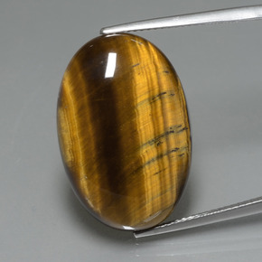 Tiger's Eye طبيعي بلون بني ذهبي، وزن ‎20.01‎ قيراط، شكل بيضاوى، مقاس ‎24.8x16.6‎ مم