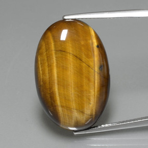 Tiger's Eye طبيعي بلون بني ذهبي، وزن ‎20.74‎ قيراط، شكل بيضاوى، مقاس ‎24.8x16.6‎ مم