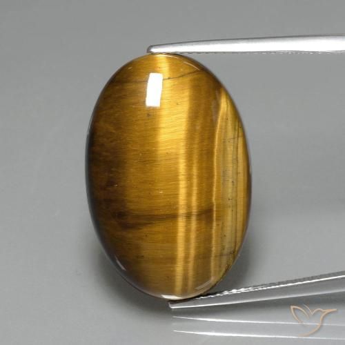 19.63ct طبيعي بني ذهبي عين النمر, بيضوي, غير شفاف