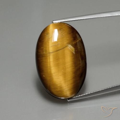 19.68ct طبيعي بنى متوسط عين النمر, بيضوي, غير شفاف