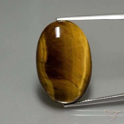 20.09ct طبيعي بنى متوسط عين النمر, بيضوي, غير شفاف