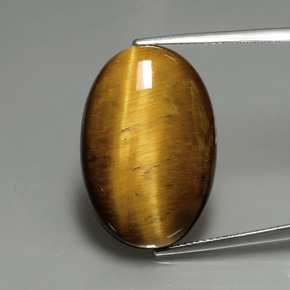 Tiger's Eye طبيعي بلون بني ذهبي، وزن ‎20.21‎ قيراط، شكل بيضاوى، مقاس ‎24.7x16.7‎ مم