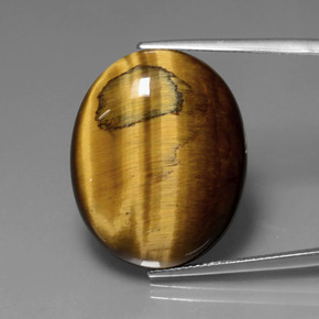 Tiger's Eye طبيعي بلون بني ذهبي، وزن ‎22.74‎ قيراط، شكل بيضاوى، مقاس ‎25.3x20.2‎ مم