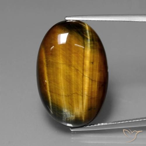 20.61ct طبيعي بنى متوسط عين النمر, بيضوي, غير شفاف
