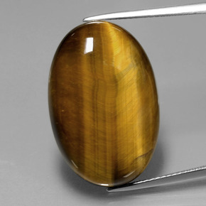Tiger's Eye طبيعي بلون بني ذهبي، وزن ‎20.54‎ قيراط، شكل بيضاوى، مقاس ‎24.7x16.6‎ مم