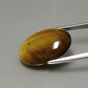 Tiger's Eye طبيعي بلون بني ذهبي، وزن ‎7.51‎ قيراط، شكل بيضاوى، مقاس ‎17.9x12.9‎ مم