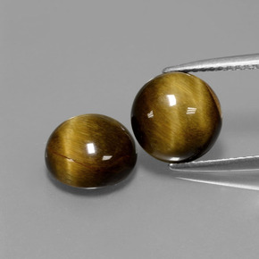 Tiger's Eye طبيعي بلون بني ذهبي، وزن ‎‎ قيراط، شكل دائري، مقاس ‎9.05‎ مم