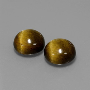 Tiger's Eye طبيعي بلون بني ذهبي، وزن ‎‎ قيراط، شكل دائري، مقاس ‎9.05‎ مم