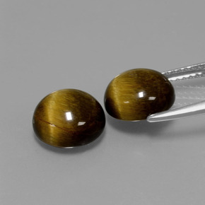 Tiger's Eye طبيعي بلون بني ذهبي، وزن ‎‎ قيراط، شكل دائري، مقاس ‎9.05‎ مم