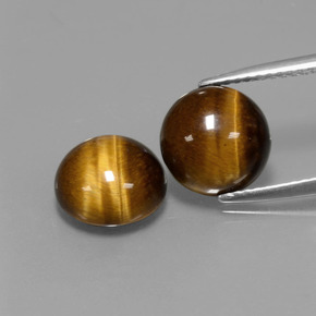 Tiger's Eye طبيعي بلون بني ذهبي، وزن ‎‎ قيراط، شكل دائري، مقاس ‎9.04‎ مم