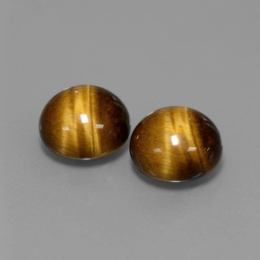 Tiger's Eye طبيعي بلون بني ذهبي، وزن ‎‎ قيراط، شكل دائري، مقاس ‎9.04‎ مم