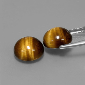 Tiger's Eye طبيعي بلون بني ذهبي، وزن ‎‎ قيراط، شكل دائري، مقاس ‎9.04‎ مم