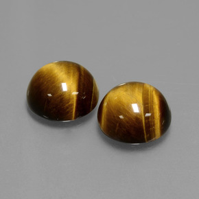Tiger's Eye طبيعي بلون بني ذهبي، وزن ‎‎ قيراط، شكل دائري، مقاس ‎10.07‎ مم
