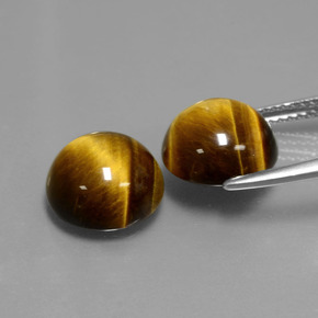 Tiger's Eye طبيعي بلون بني ذهبي، وزن ‎‎ قيراط، شكل دائري، مقاس ‎10.07‎ مم