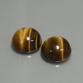 Tiger's Eye طبيعي بلون بني ذهبي، وزن ‎‎ قيراط، شكل دائري، مقاس ‎10.14‎ مم