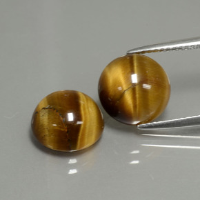 Tiger's Eye طبيعي بلون بني ذهبي، وزن ‎‎ قيراط، شكل دائري، مقاس ‎10.02‎ مم