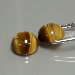 Tiger's Eye طبيعي بلون بني ذهبي، وزن ‎‎ قيراط، شكل دائري، مقاس ‎10.02‎ مم