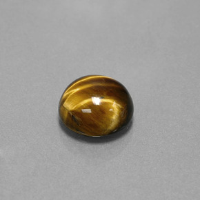 Tiger's Eye طبيعي بلون بني ذهبي، وزن ‎3.72‎ قيراط، شكل دائري، مقاس ‎10.08‎ مم