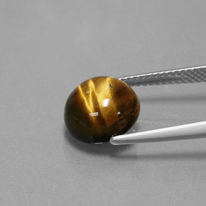 Tiger's Eye طبيعي بلون بني ذهبي، وزن ‎3.72‎ قيراط، شكل دائري، مقاس ‎10.08‎ مم
